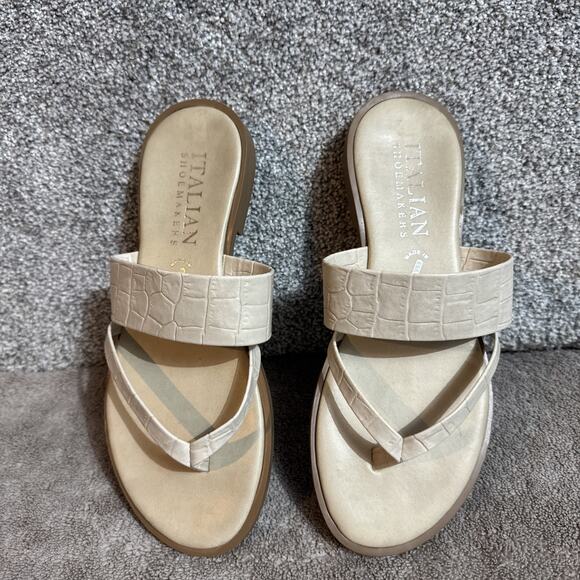 Italian Shoemakers Sandals Womens Size 8 Minimalist Chic Faux Croc Slip On - Picture 4 of 8